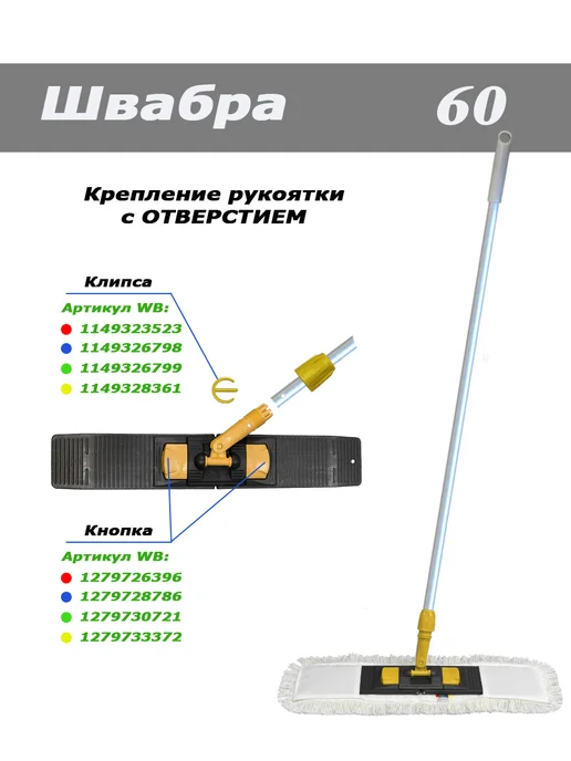 RioTex Швабра 60 хлопок с цельной ручкой, черный, фото 3