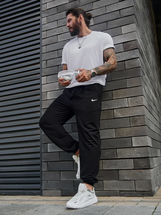 Nike Спортивные штаны трико джоггеры, черный, фото 4