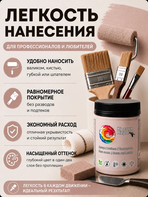 Краски Мира Акриловая краска для мебели и декора, розовый, фото 2