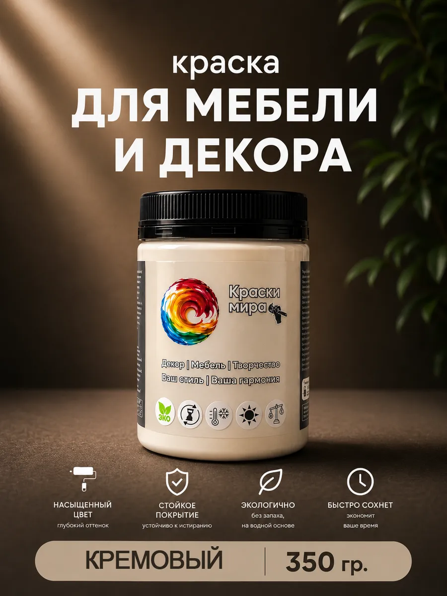 Акриловая краска для мебели и декора кремовый
