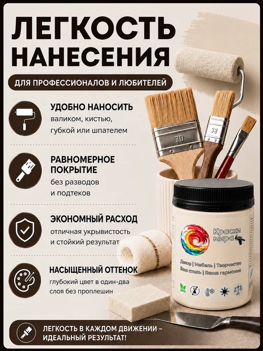 Краски Мира Акриловая краска для мебели и декора, желтый, фото 2