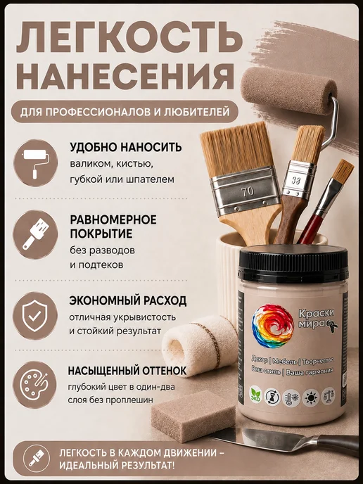 Краски Мира Акриловая краска для мебели и декора, желтый, фото 2