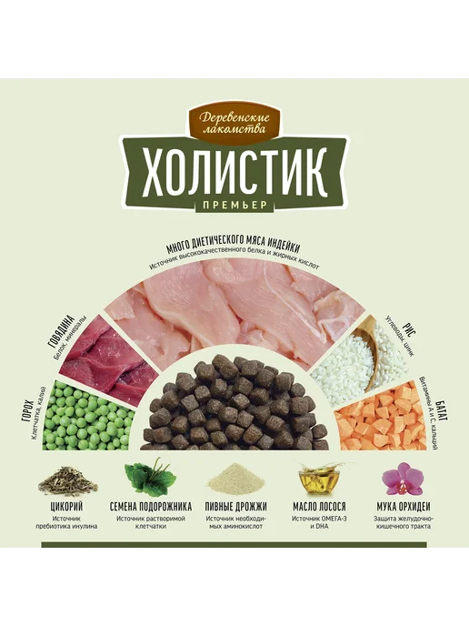 Сухой корм Деревенские лакомства Пород. -Рис для собак, мелкие, индейка, 3 кг, фото 3