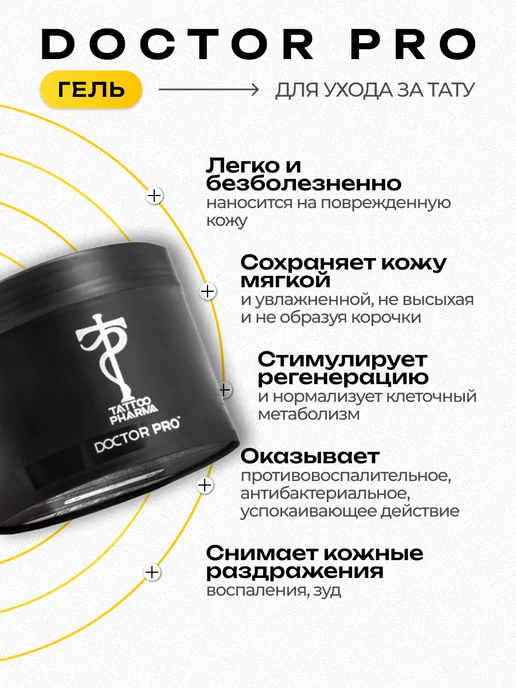 Tattoo Pharma Doctor Pro гель для заживления тату, крем уход за татуажем, вариант, фото 2
