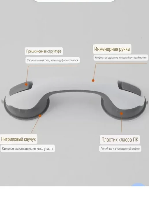 хвиманг Поручень для ванны настенный ручка на вакуумных присосках, белый, фото 2
