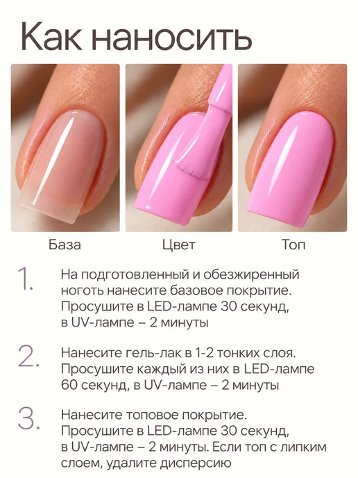 HIT Gel Гель лак для ногтей нежно розовый №07, розовый, фото 7