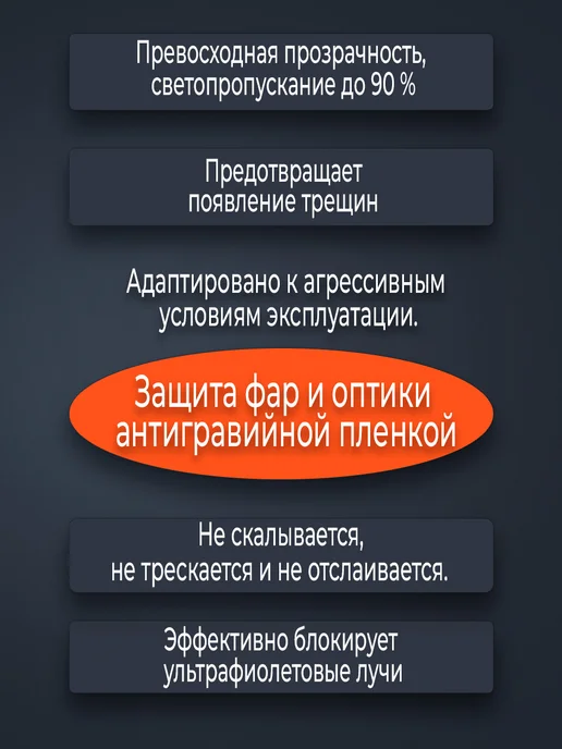 Е-8 Бронепленка защитная притемненная для фар 30х150см, черный, фото 3