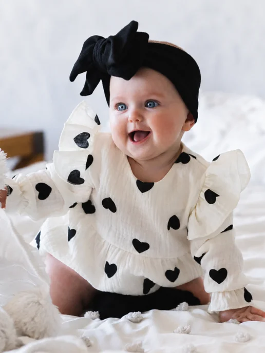 ICONBABY Повязка на голову для новорожденных бант, черный, фото 4