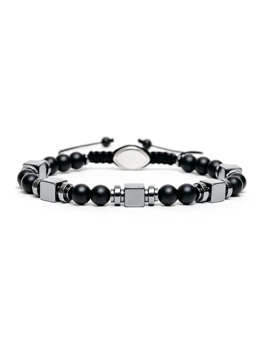 Dimbracelete Регулируемый браслет из натурального оникса, черный, фото 3