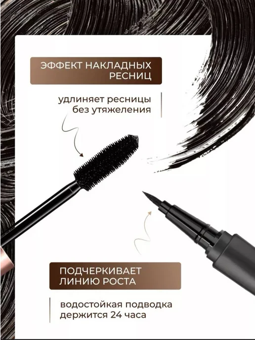 MyBeautyShop Подарочный набор Тушь для ресниц и подводка, черный, фото 3