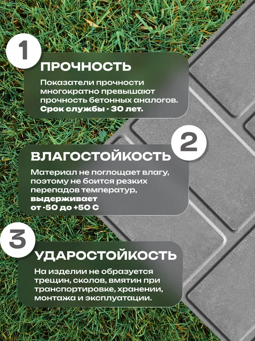 ЭкономКомпозит Плитка тротуарная полимерпесчаная, графит, 16 шт, 16 шт, фото 2