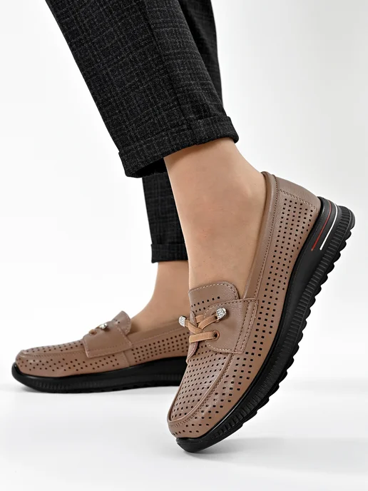Hit Shoes мокасины женские на весну и лето, бежевый