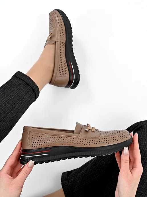 Hit Shoes мокасины женские на весну и лето, бежевый, фото 2