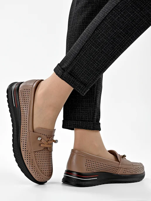 Hit Shoes мокасины женские на весну и лето, бежевый, фото 3