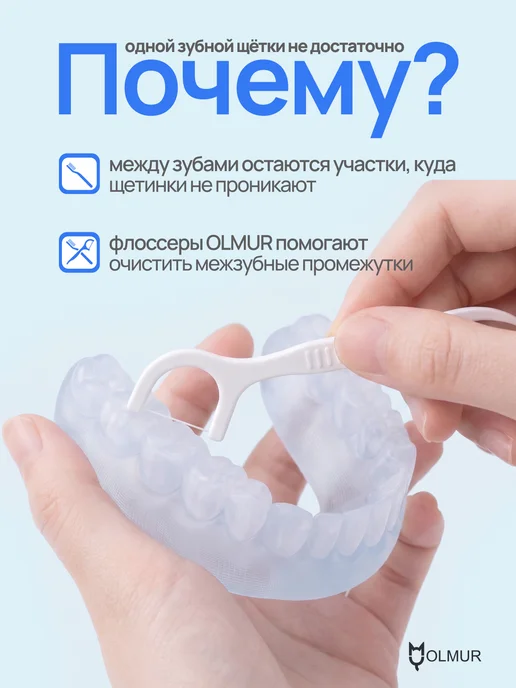 OLMUR Зубная нить с зубочисткой, флоссер 50 штук, вариант, фото 2