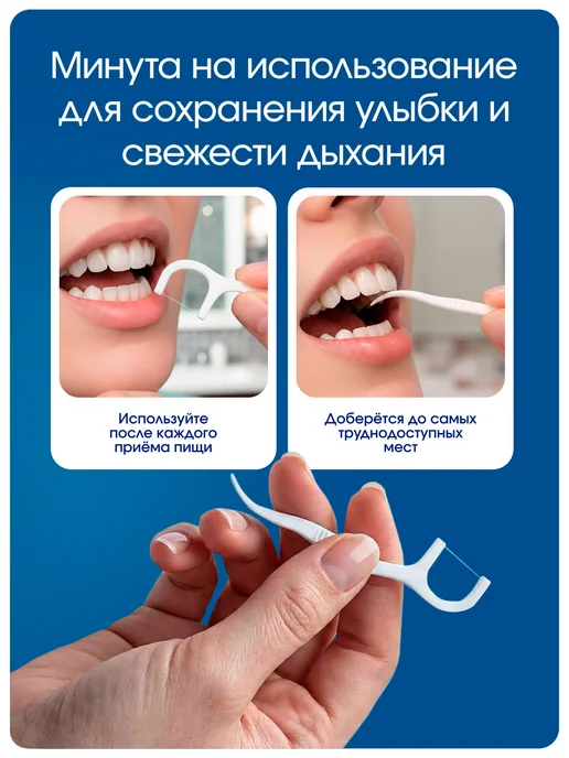 OLMUR Зубная нить с зубочисткой, флоссер 50 штук, вариант, фото 3