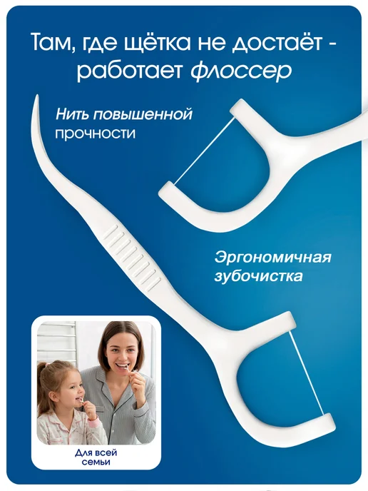 OLMUR Зубная нить с зубочисткой, флоссер 50 штук, вариант, фото 7