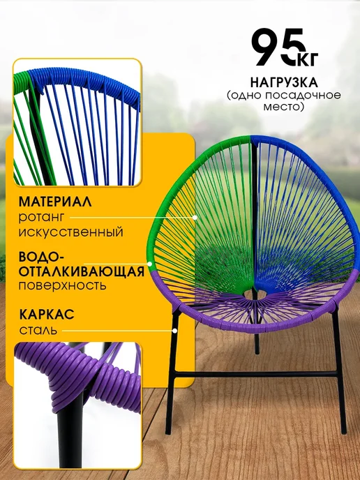 Garden story Комплект дизайнерской садовой мебели из ротанга, зеленый, фото 5