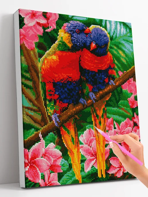 Paintboy Алмазная мозаика на подрамнике 40х50 "Попугаи", 40x50, фото 3