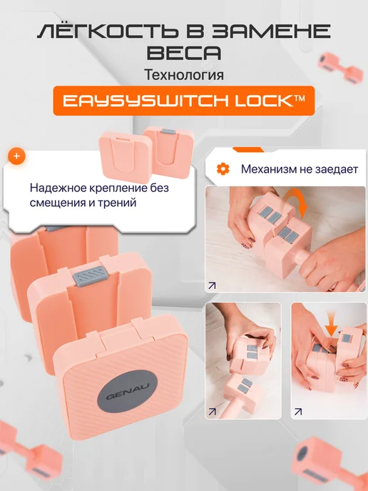 Genau Гантели разборные A Dumbbell 1,5-5 кг женские для тренировок, 1,55 кг, фото 3