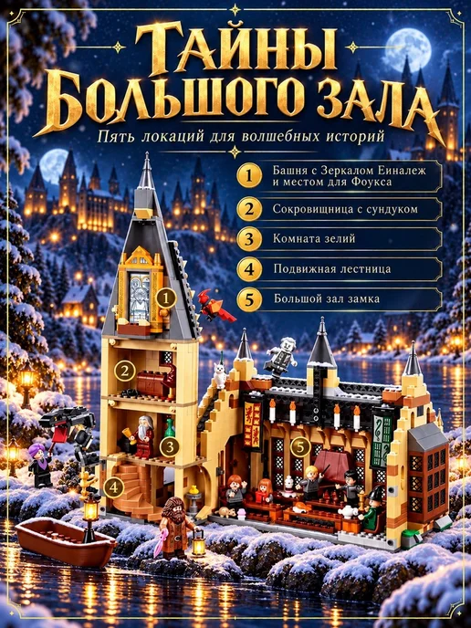 LEGO Конструктор Главный зал Хогвартса, серый, фото 2