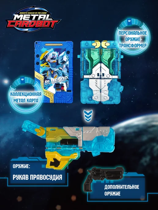 METALCARDBOT Метал Кард Бот. Блю Коп робот трансформер 17 см S1, синий, фото 3