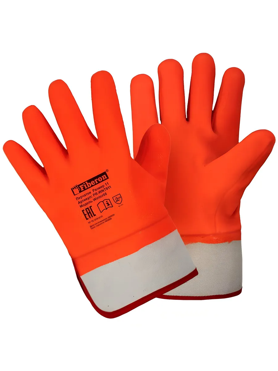 Перчатки Fiberon хлопок+флис ПВХ красные зимние