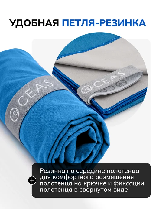 OCEAS Набор спортивных полотенец из микрофибры 76х152см, голубой, фото 5
