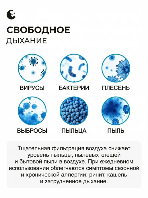 HanZo Очиститель воздуха Z19 с увлажнителем для дома, UV-очистка, белый, фото 4
