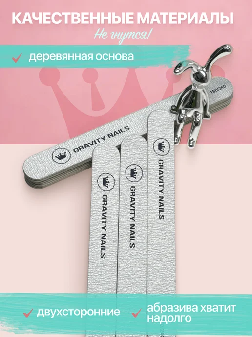 Gravity Nails Пилки для ногтей 180 х 240 прямые. 25 штук, 180x240, 10 шт, фото 2