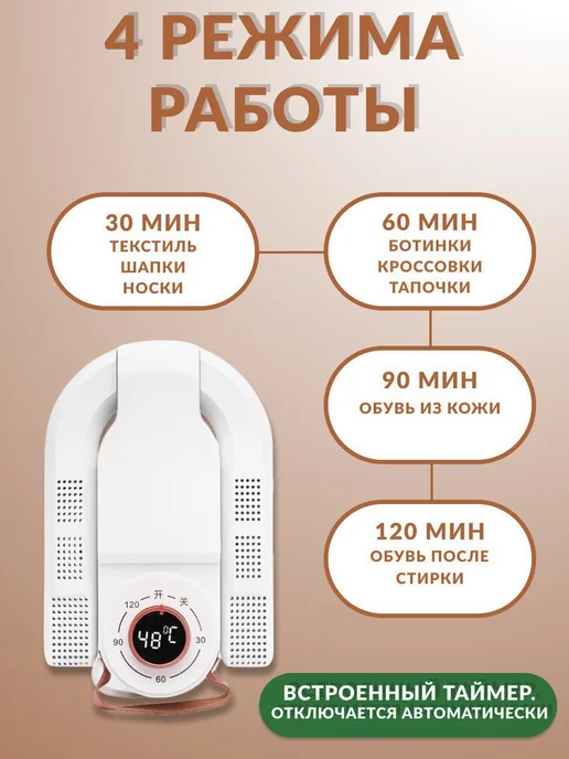 MARELI Сушилка для обуви ультрафиолетовая электрическая с таймером, белый, фото 3