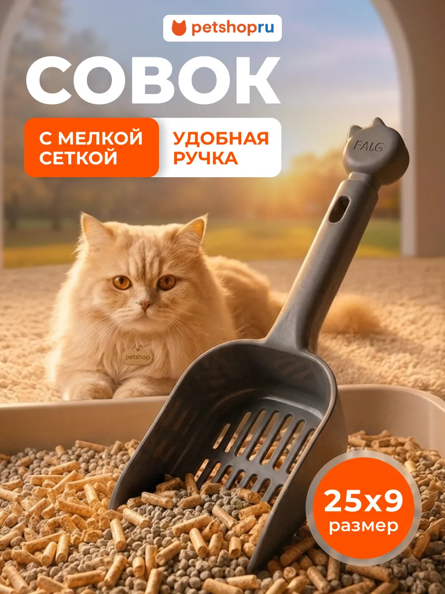 Совок с мелкой сеткой серый, 9*25*4см