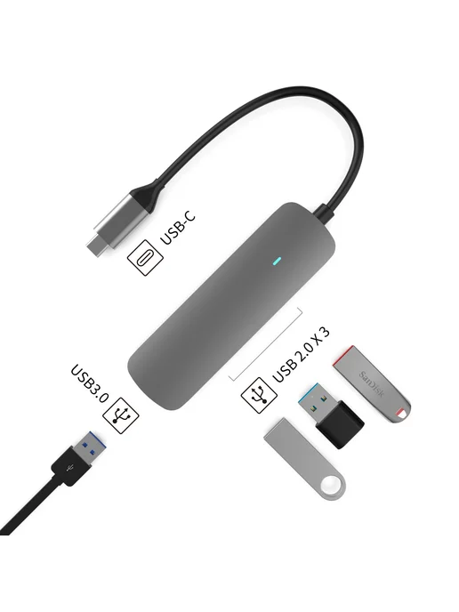 iRift Док станция USB type C 4-в-1 для ноутбука, серый, фото 2