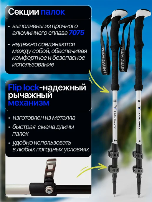 Team Jaunty Палки для скандинавской ходьбы треккинга, черный, фото 3