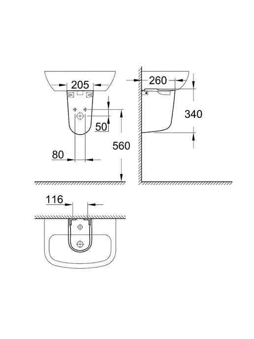 Grohe Полупьедестал Bau Ceramic, альпин-белый, белый, фото 3