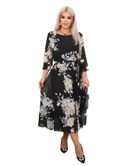 Шифоновое платье большемерки праздничное Jamal style 314094211 купить за 2 152 ₽ в интернет-магазине Wildberries