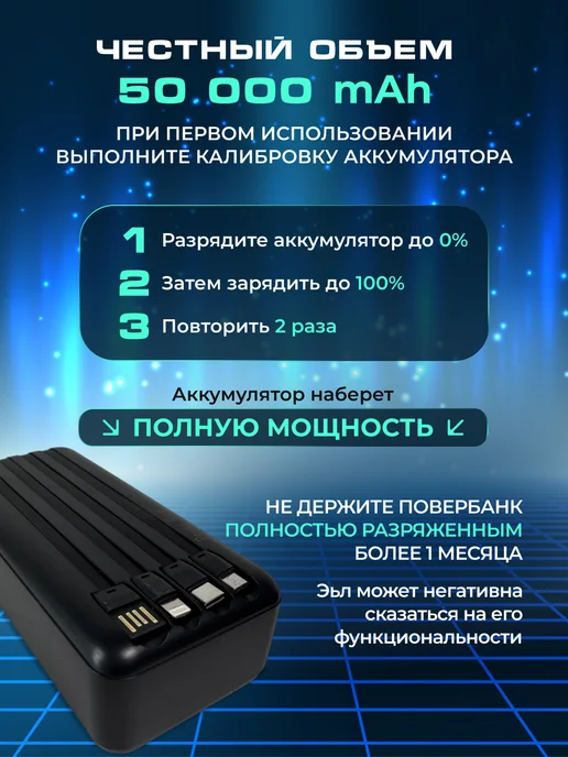 Повербанк 50000 mah power bank для телефона, 50000 мАч, фото 4