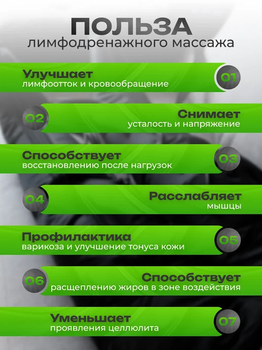 Massani Лимфодренажный массажер для ног компрессионный прессотерапия, черный, фото 4