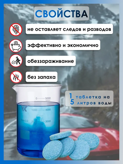 Стеклоочиститель летняя омывайка таблетки, 6 шт, фото 2