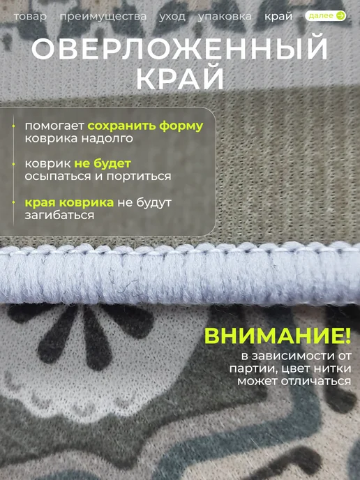 LikePrice Ковер кухонный прикроватный на пол 50 на 150 см, черный, фото 5