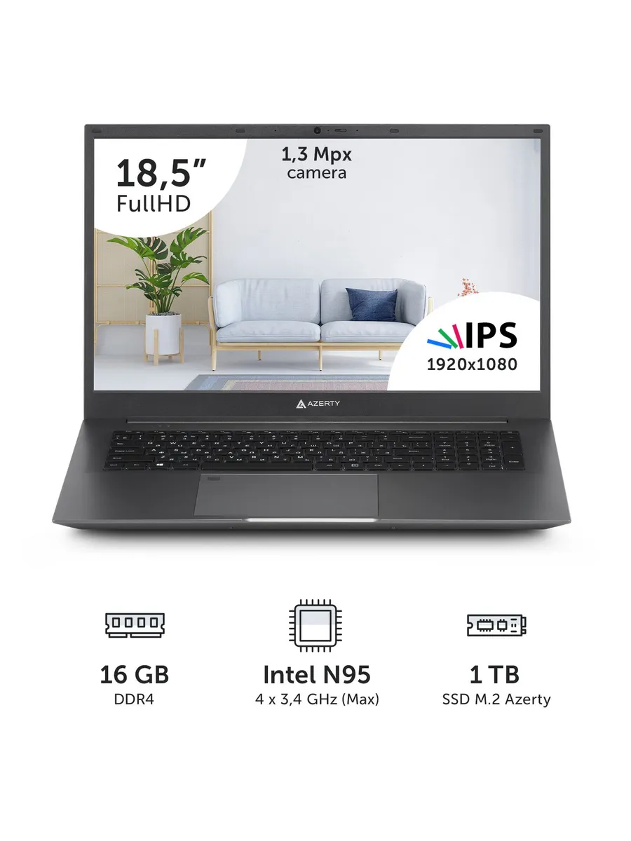 Ноутбук RB-1799 18,5" IPS, 16Gb, 1Tb, N95, 4x1.7GHz
