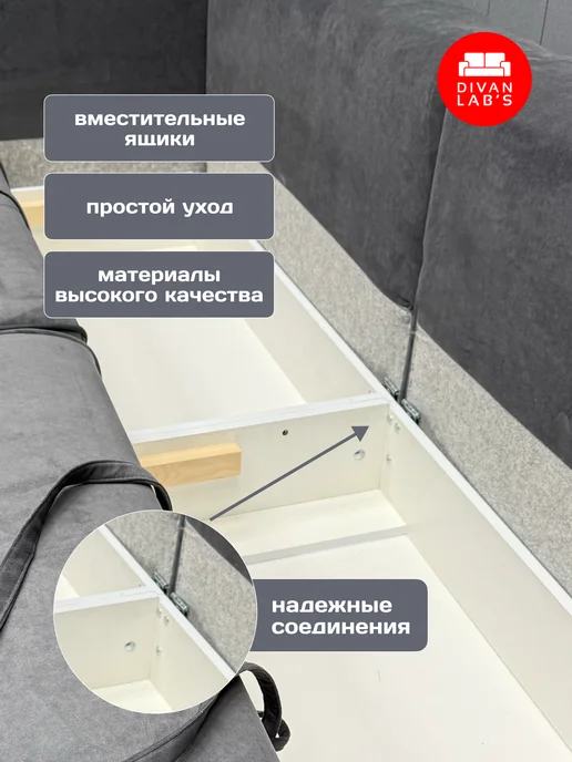 Divan lab's Диван-кровать "Ратио" Grafit, серый, фото 8