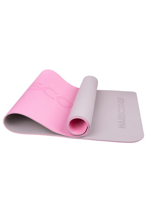 MAXISCOO FIT Коврик для йоги и фитнеса с ремешком, 8 мм, розовый, фото 8