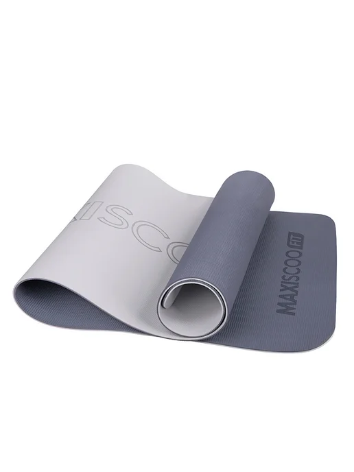 MAXISCOO FIT Коврик для йоги и фитнеса с ремешком, 8 мм, серый, фото 8