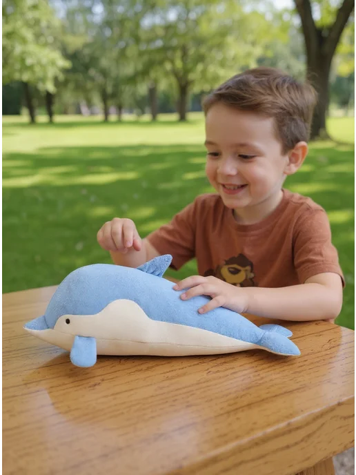 CHILDRY Мягкая игрушка голубой дельфин для девочки и мальчика, голубой, фото 6