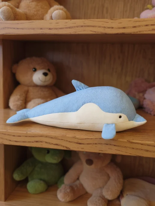 CHILDRY Мягкая игрушка голубой дельфин для девочки и мальчика, голубой, фото 8