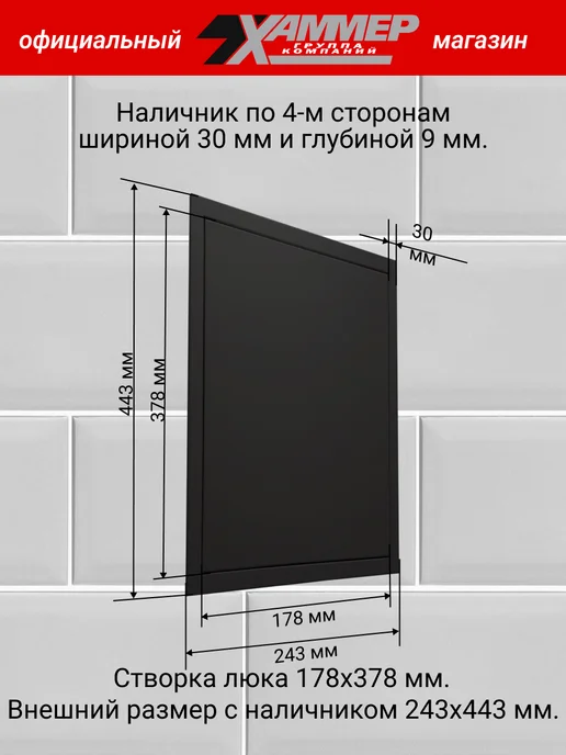 Хаммер Люк ревизионный 20х20 с нажимным замком металлический, 20x40, фото 3