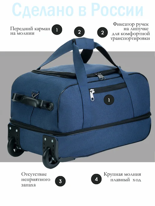 heavenly bags Сумка дорожная на колесиках с ручкой для путешествий тележка, синий, фото 8
