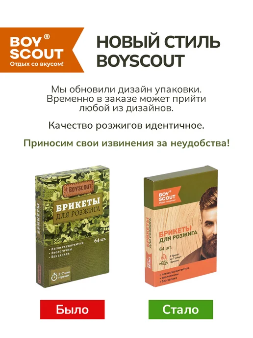 Boyscout Брикеты для розжига 4 плитки по 32 шт=128шт, 32 шт, 128 шт, фото 7
