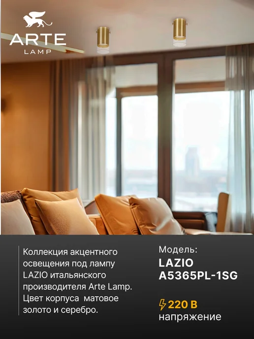 Arte Lamp Точечный накладной светильник LAZIO A5365PL-1SG, белый, фото 2